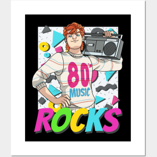 80's Music Rocks Eighties Lover Nostalgia Boombox Posters and Art